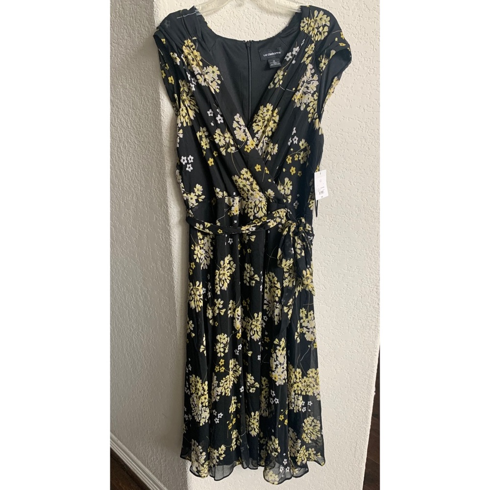 Liz Claiborne Black and Yellow Floral Dress